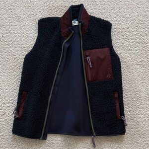 Women’s Navy and Burgundy Sherpa Fleece Vest